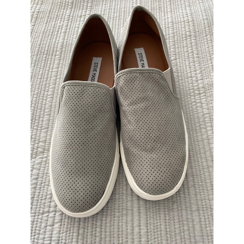 Steve Madden Zarayy Slip On Sneakers Women 9.5 Grey Perforated Casual Athleisure